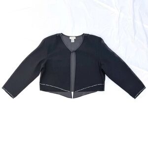 Esther Black Sheer Embellished Beaded Goth Glam Lightweight Crop Topper Jacket